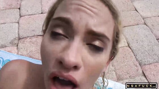 Hot Blonde Sister Khloe Fucks Brother in the Pool