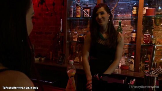 Shemale fucks hot babe in uncles bar