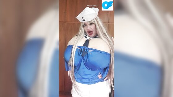 Sexy sailor showing tits giving titjob