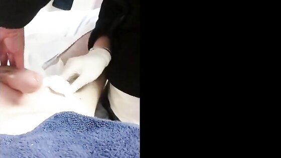 Asian lady waxing and massaging make dick cum