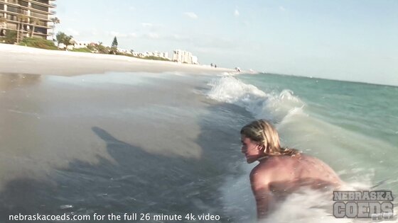 sunset summer naked vibes with hot skinny model naked at the beach in tampa florida