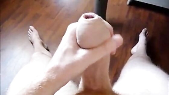 Uncircumcised Man Strokes His Huge-Headed Cock