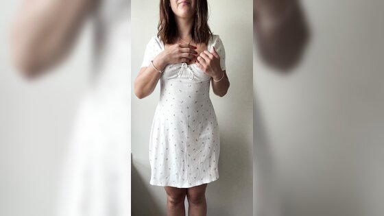 Curvy Petite in her sundress popping tits out