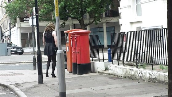 Sexy Transvestite masturbating out side the post office