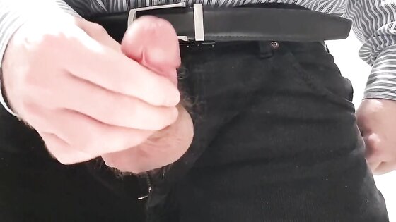 Little cock daddy wank at work with big cum spurt 3