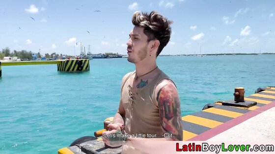 Latin guys celebrate gay pride on the beach outdoor