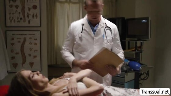 Smalltits trans babe gets her ass bareback fucked by doctor
