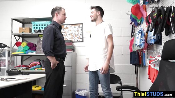 Gay LP officer discvering a teen perps ass bareback