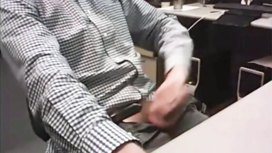 dad strokes cock at the office 3