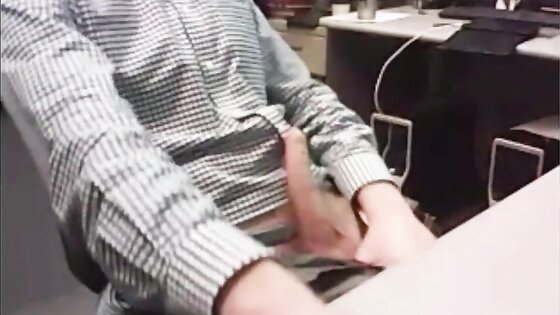 dad strokes cock at the office 3